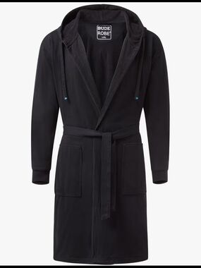 Men’s Black Hooded Lounge Robe